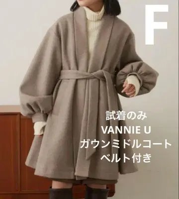 VANNIE U 가운 미들 코트 벨트 포함 F