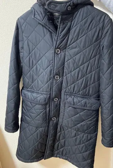 매킨토시 퀼팅 롱 코트 네이비 영국제