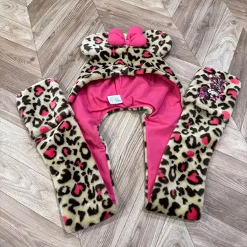 디즈니 미니 레오파드 무늬 핑크 팬캡 머플러캡 택 포함