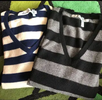 2개 세트 캐시미어 100% 바나나 레트 보더 니트