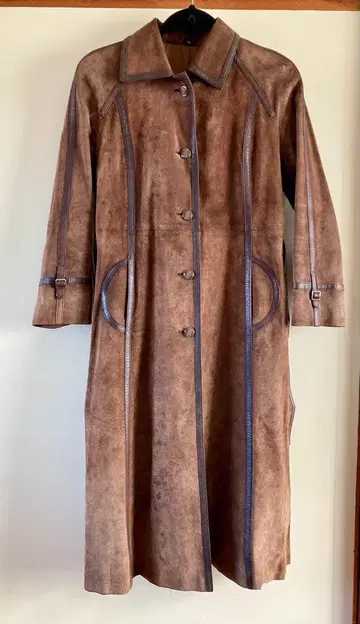 빈티지 천연 가죽 롱 코트