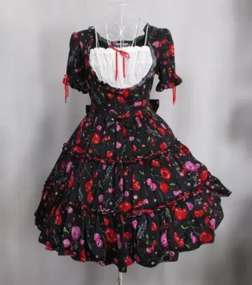 metamorphose 빈티지 체리 티어드 원피스