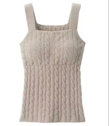 무인양품 코튼 혼방 복슬복슬 니트 브라 탱크탑 케이블 무늬