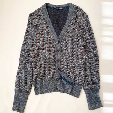 45R umii908 가디건 인디고 V넥 코튼 나무 버튼