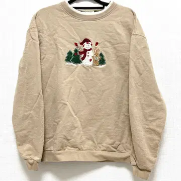 115 눈사람 토끼 베이지 귀여운 구제 의류 트레이닝복 레트로 토끼