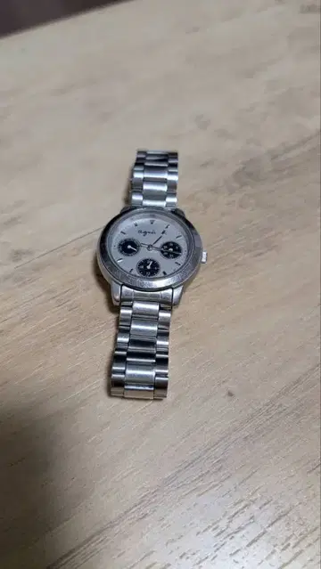 애니에스 베이 실버 스테인리스 스틸 크로노그래프 시계