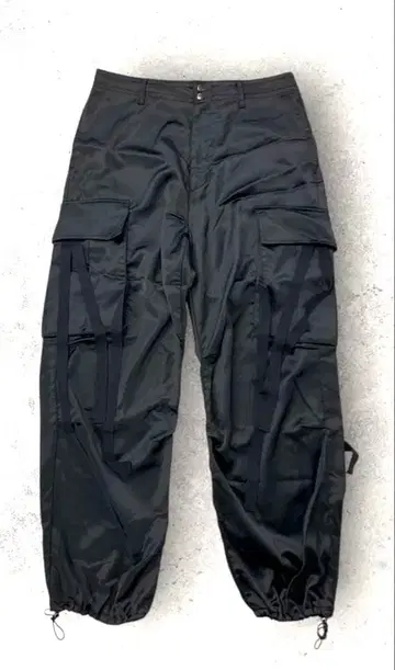 HARE 새틴 카고 팬츠 (블랙/와이드)