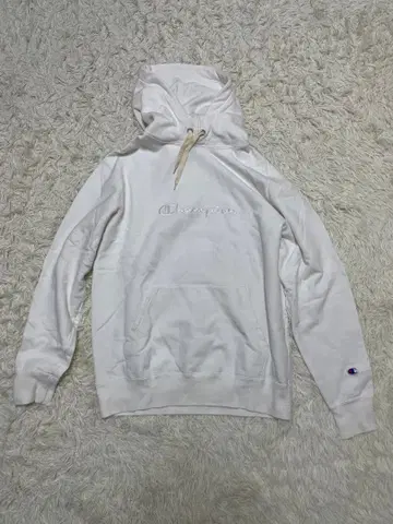 Champion 화이트 후드 부착 후드티 M