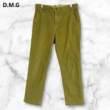도밍고 올리브 그린 치노 팬츠 코튼 혼방 L 심플 바지 일본제
