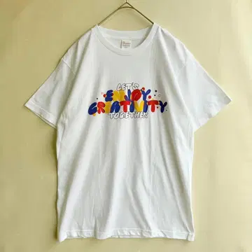 미사용 프린트스타 남성용 T셔츠 M 컬러풀 화이트