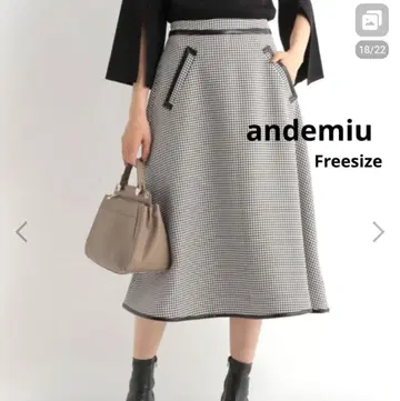 새상품급 andemiu 하운드투스 플레어 스커트 프리 사이즈