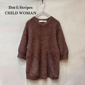 Dot & Stripes CHILD WOMAN 퍼 5분 소매 니트 상의