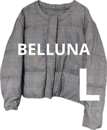 벨루나 여성용 L 숏 다운 자켓 체크 무늬