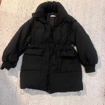 PAGE BOY 블랙 다운 자켓 후드 부착