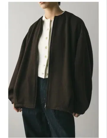 스타일 믹서 본딩 노카라 블루종