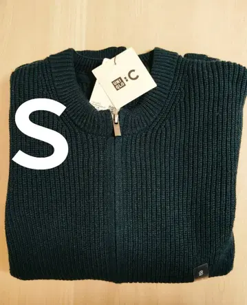 새상품 유니클로C 크루넥 풀 집업 가디건 덕 그린 S 사이즈