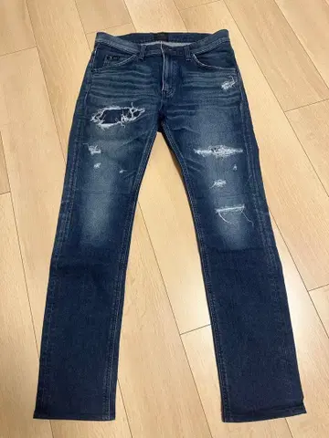 Lee 데미지 데님 팬츠 다크 블루