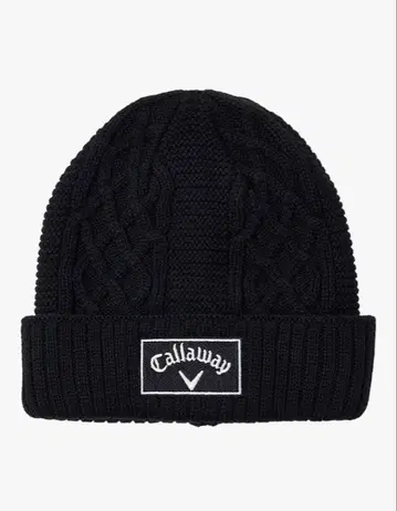 Callaway 케이블 짜임 니트 모자 블랙