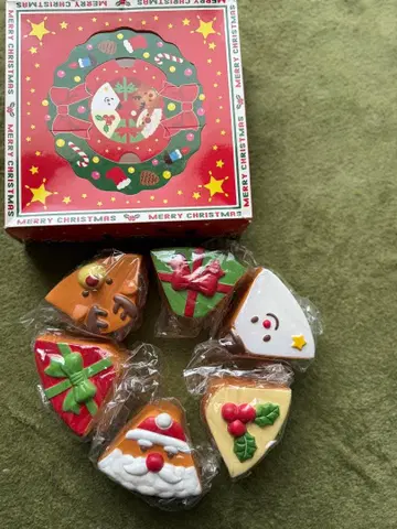 새상품 마더 가든 크리스마스 케이크 스퀴즈 완구 6개 세트