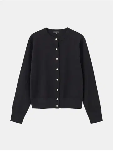 PLST 엑스트라 파인 메리노울 블렌드 메탈 버튼 가디건 블랙 M