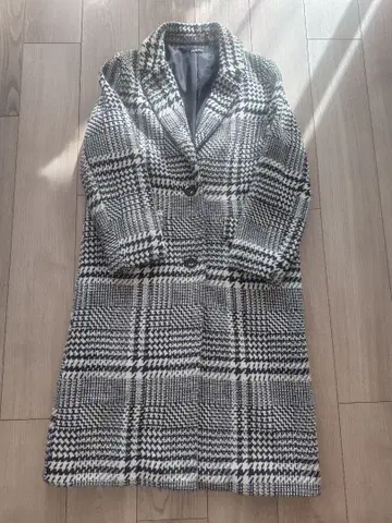 롱 코트 체스터 코트 체크 무늬 L