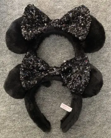 디즈니 머리띠 복슬복슬 스팽글 블랙 보아 푹신푹신