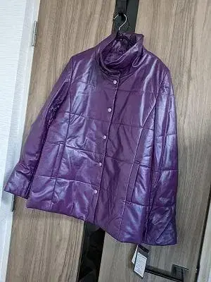 251 새상품 미사용 보관품 가죽 다운 램 가죽 충전솜 코트 블루종