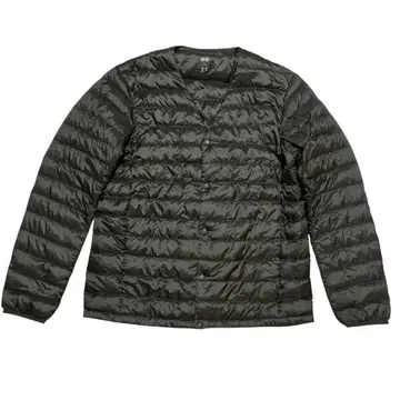 새상품급 유니클로 울트라 라이트 다운 노카라 자켓 L 카키