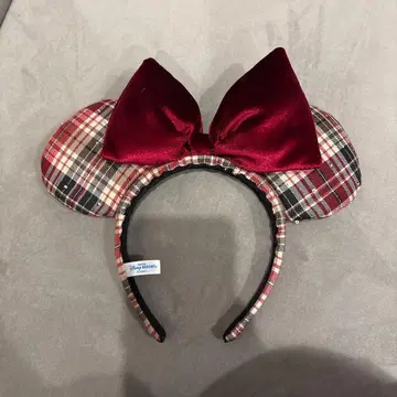 디즈니 미니 머리띠 체크 무늬