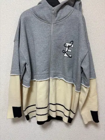 새상품 이번 시즌 에이미 로우 니트 도킹 맨투맨 후디 그레이