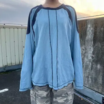 unknown vintage blue 써멀 shirt y2k