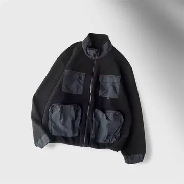 ZARA 마이크로 플리스 멀티 포켓 블루종 자켓 블랙 M