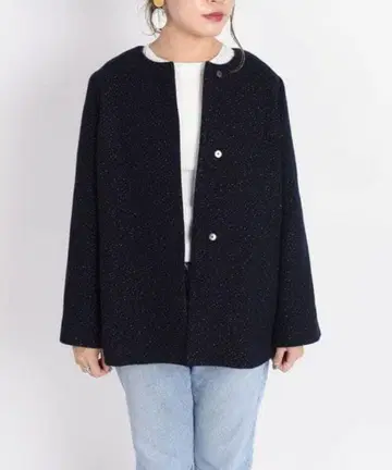 SHIPS 라메 노카라 숏코트