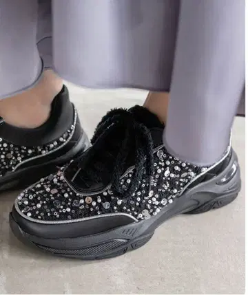 RANDA 2way 트위드 비쥬 스니커즈