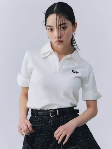 eimy istoire 하프 슬리브 더블 칼라 니트