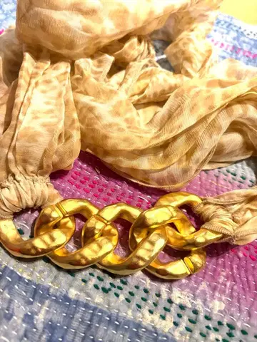 로베르토 카발리 실크 레오파드 무늬 벨트 스카프 목걸이 포함