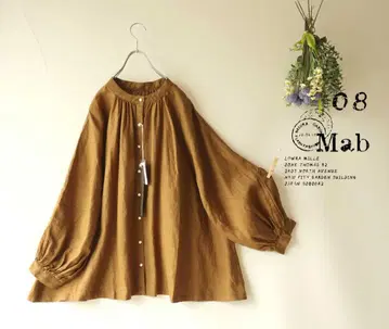 새상품 할인 08맵 머스타드 볼륨 소매 A라인 블라우스 루즈핏 1000