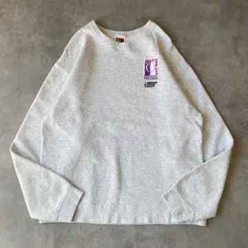 프룻 오브 더 룸 맨투맨 구제 의류 자수 기업 로고 L 그레이 12804