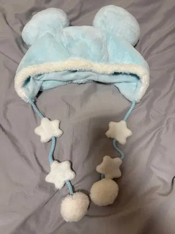 디즈니 팬 캡 미키 미니 복슬복슬 별 스타 스카이블루