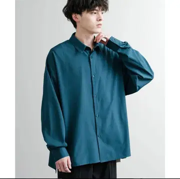 접촉 냉감 오버 사이즈 드레이프감 스트레치 레귤러 카라 긴팔 셔츠