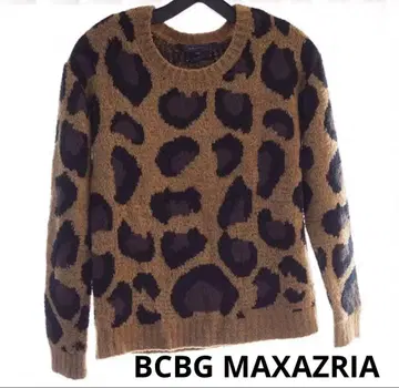 BCBGMAXAZRIA 상의 니트 XXS 레오파드 무늬 브라운 스웨터