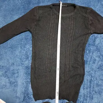 블랙 케이블 니트 긴팔 스웨터 M 사이즈