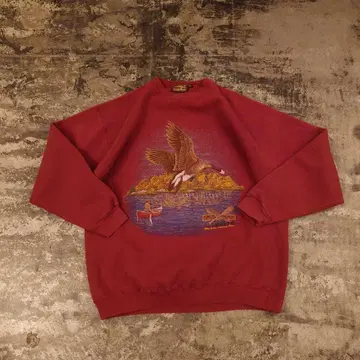 Eddie Bauer 프린트 맨투맨 USA 보르도계 L 4784