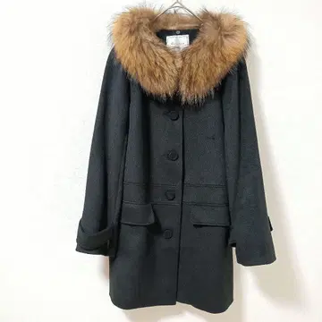 쿠튀르 브로치 퍼 카라 부착 다크 그레이 코트 36