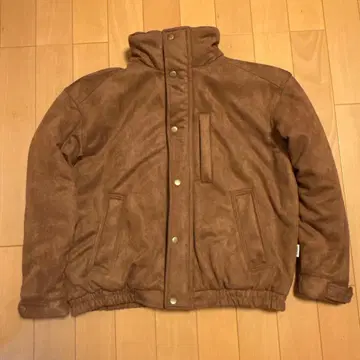 페이크 스웨이드 충전솜 블루종 자켓 브라운