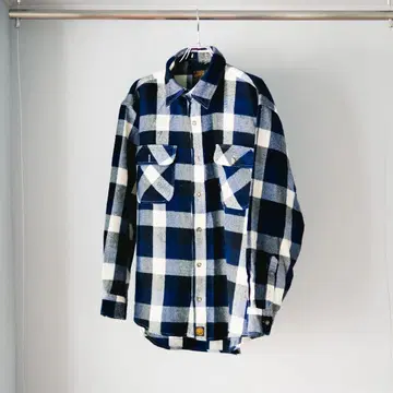 [ BOON PAL ] 네이비 블록 체크 플란넬 셔츠 사이즈 L