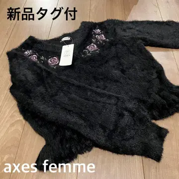 [택 포함 새상품] axes femme 로즈 자수 파더 니트 F