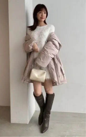 [인기 컬러] SNIDEL 니시카와 레이디 모즈 다운 코트 핑크 베이지