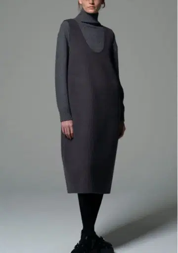 미사용품 드로어 울 케누키 원피스 그레이