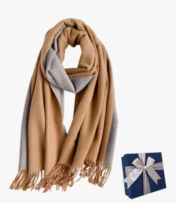 머플러 여성용 캐시미어 터치 대형 스톨 카멜 x 그레이